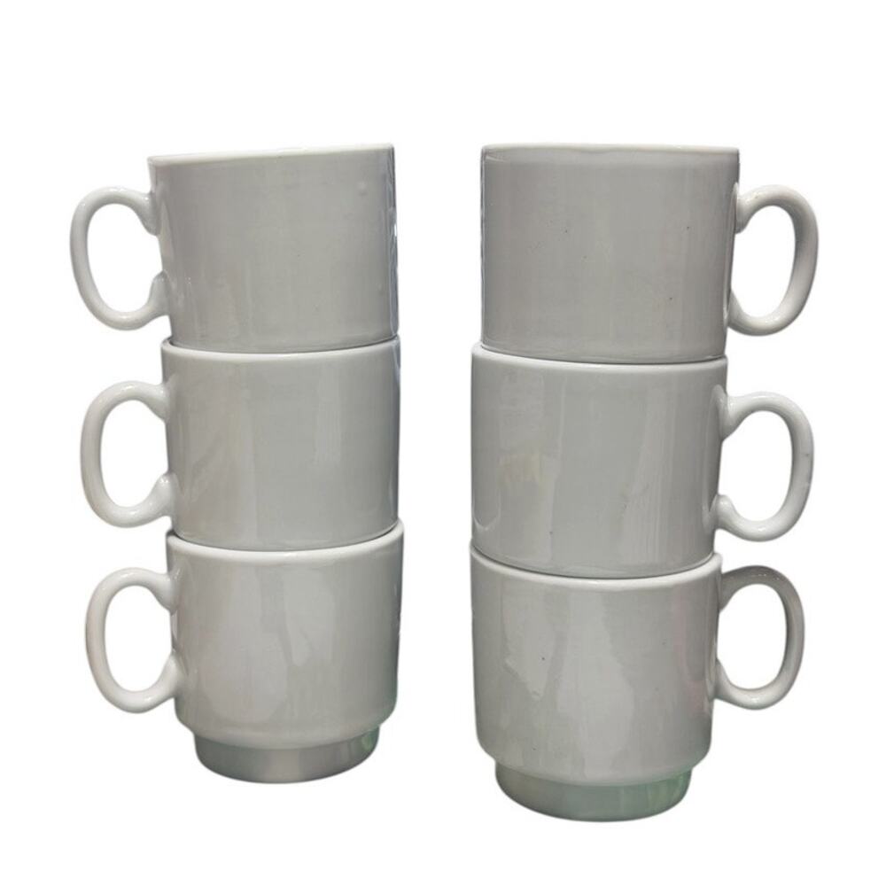 Espresso Cups Demitasse Set 6 1.5oz White Ceramic Stackable Coffee Entertaining